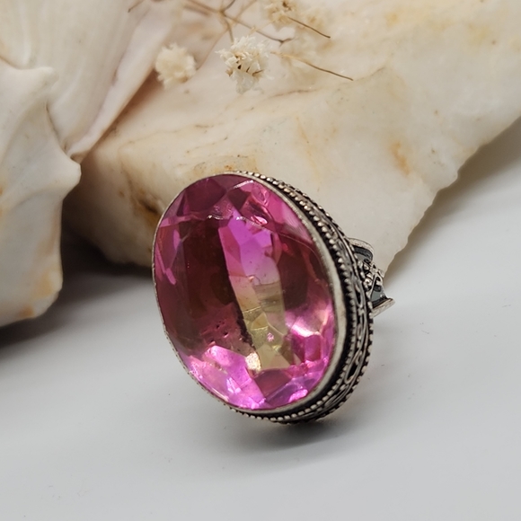 Oval Ametrin Stone Silver 925 Ring Beautiful Holiday Gift - Picture 6 of 13